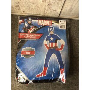 Boy's Captain America Partysuit Jumpsuit 1 Pc Costume Size Teen Medium up to 5'